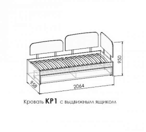 Кровать детская КР1 "Космо" ЛДСП с ящиком - Схема