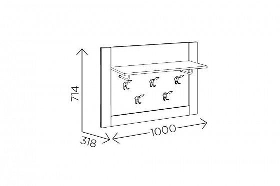 Вешалка настенная "Ева 5" М8 - Размеры