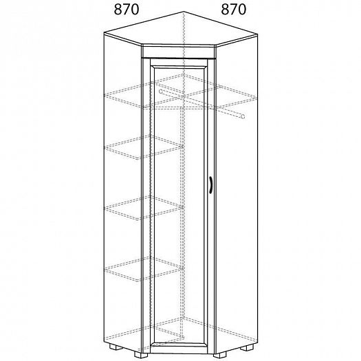 Шкаф угловой (870 мм) "Йорк" 04.1-ШК - Шкаф угловой (870 мм) "Йорк" 04.1-ШК, внутреннее наполнение