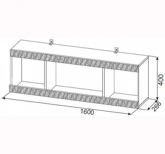 Полка навесная 1600 мм "Гамма 20" (серия №4) - - схема