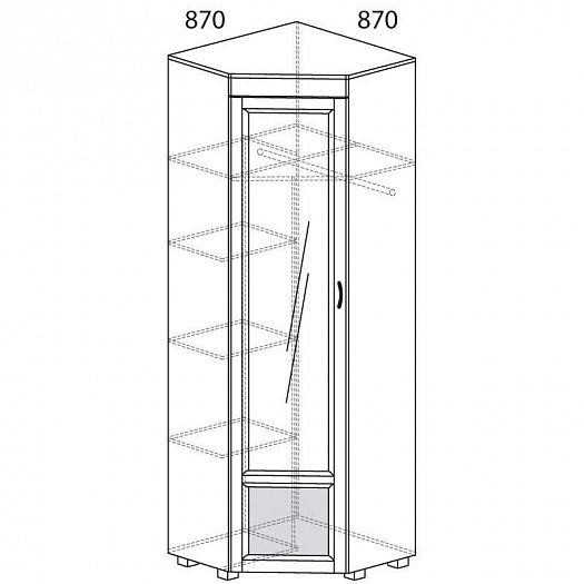 Шкаф угловой (870 мм) с зеркалом и глянцевой вставкой "Йорк" 04.4-ШК - Шкаф угловой (870 мм) с зерка