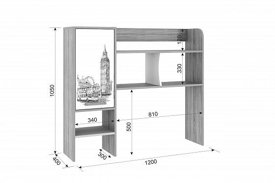 Надстройка стола компьютерного "Лайт-1" 1200 - Надстройка стола компьютерного "Лайт-1" 1200: Схема