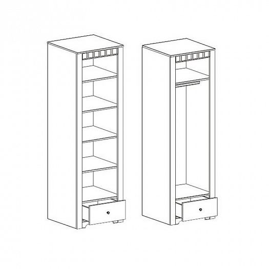 Шкаф однодверный "Прованс" платяной - Варианты наполнения, схема