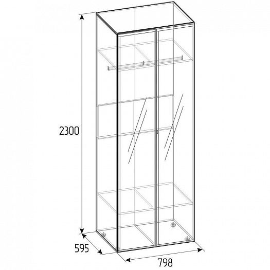Шкаф для одежды 54 "Brownie" Зеркало+Зеркало - Схема