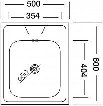 Мойка накладная 500*600 мм Арт. V-404 с крепежом